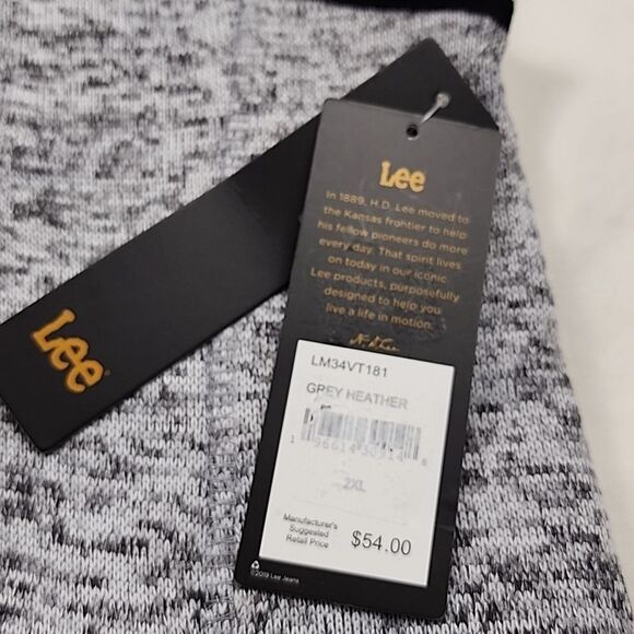 LEE Men’s Zippered Outdoor Vest Gray Men Size 2XL Cozy Fall Outdoor Sporty NEW - Picture 4 of 10